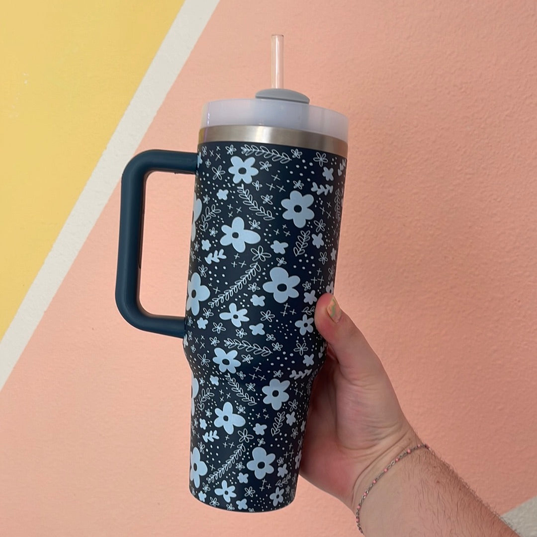 Blue Floral - 40 oz Tumbler