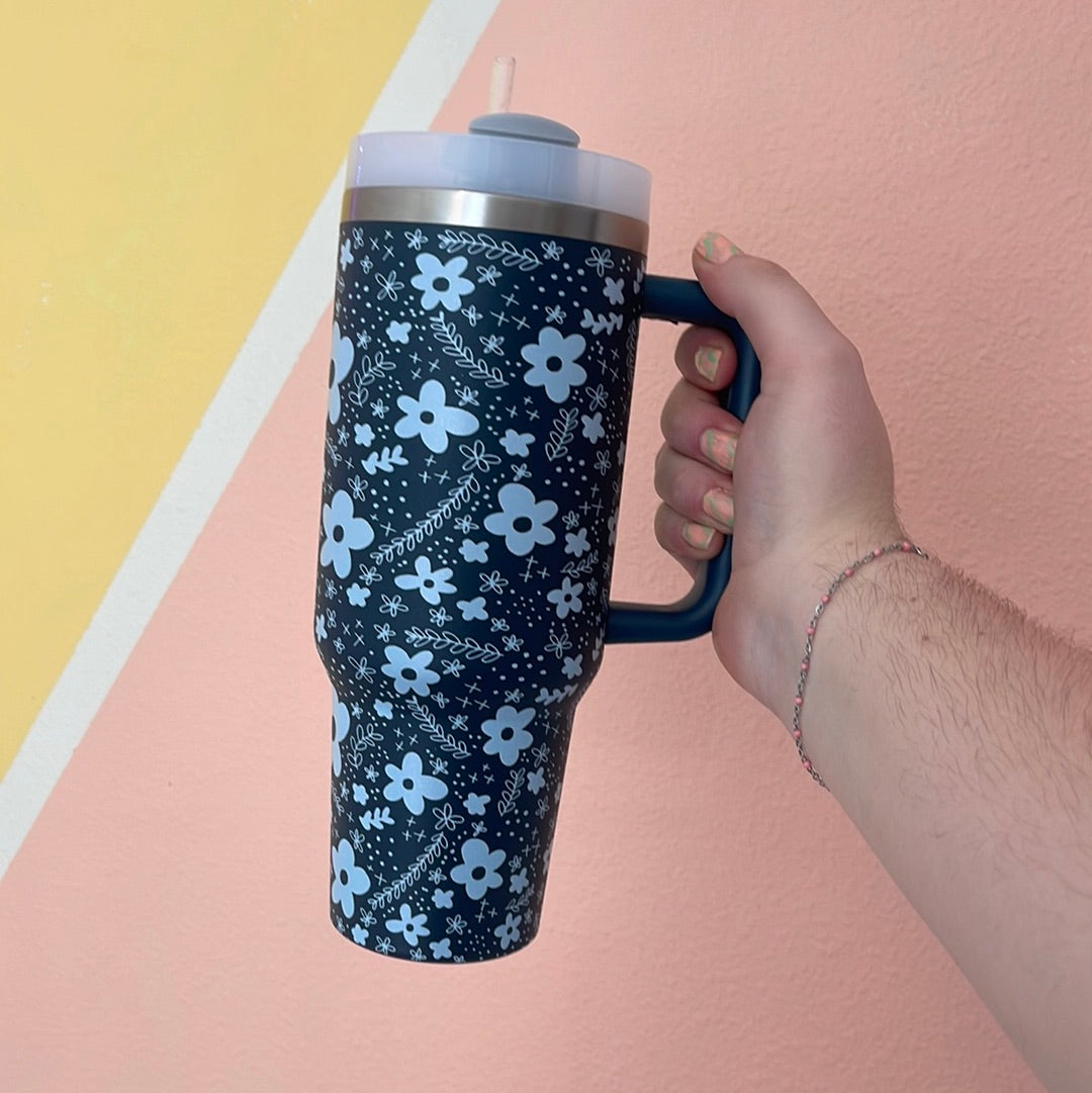 Blue Floral - 40 oz Tumbler