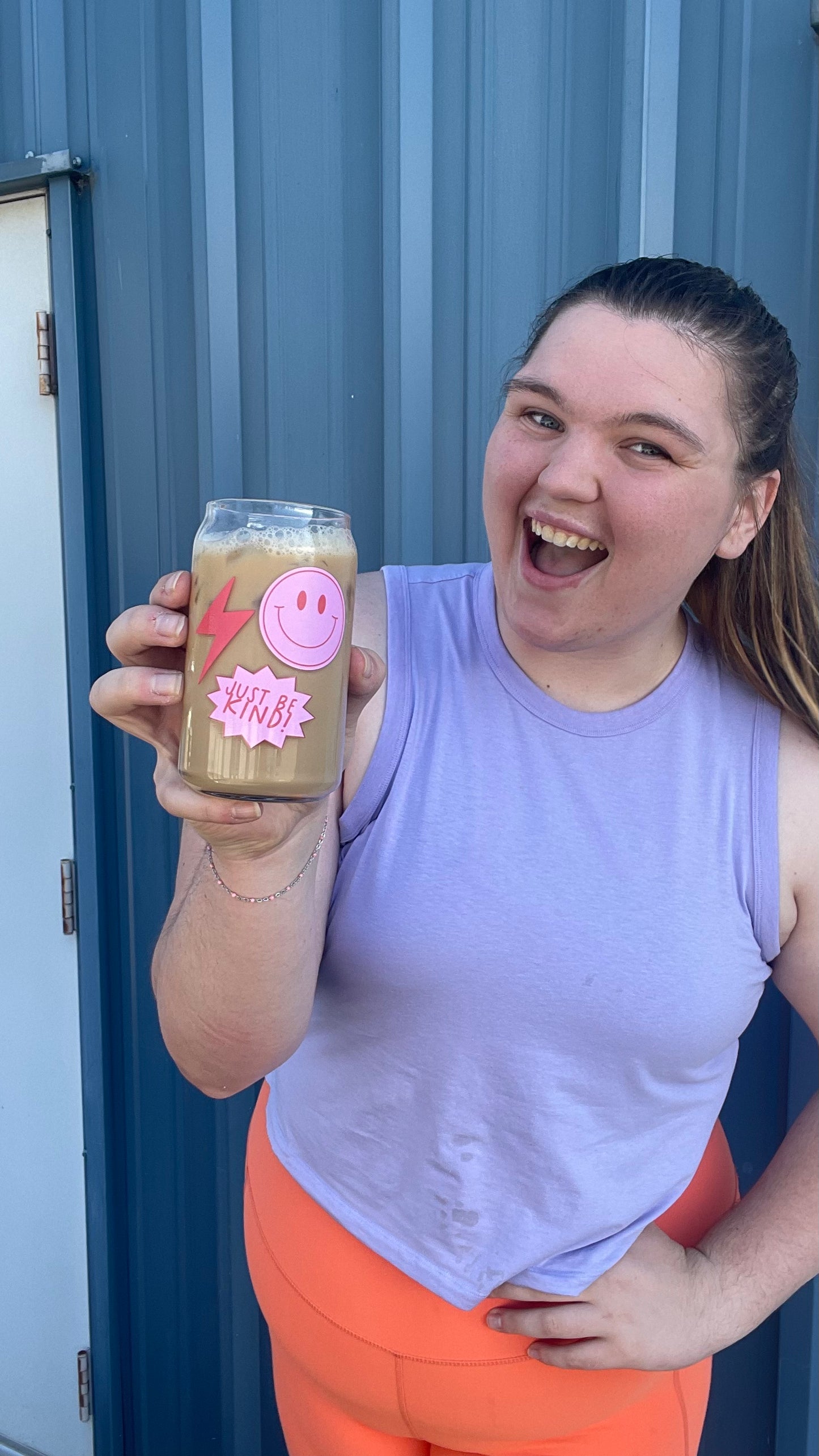 Just Be Kind! Preppy Doodles - Glass Mug - beer can glass - coffee cup