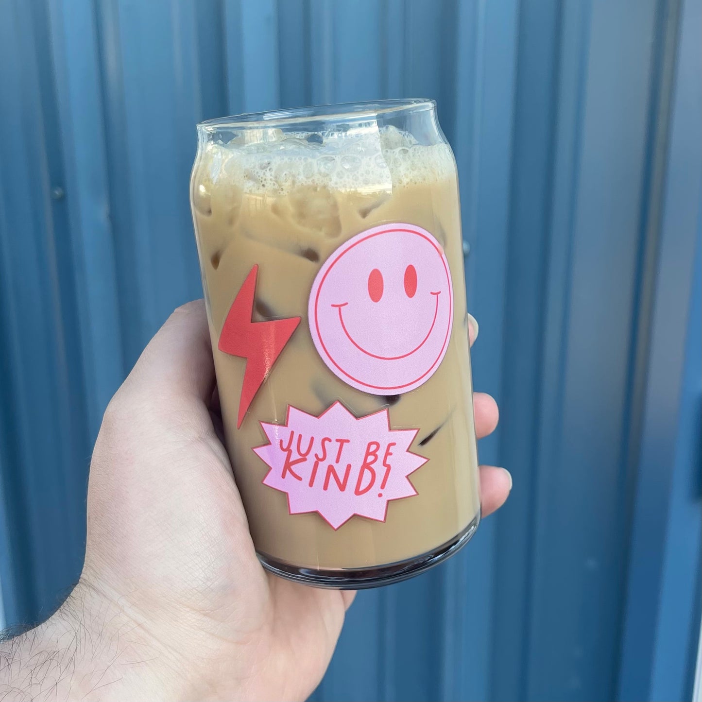 Just Be Kind! Preppy Doodles - Glass Mug - beer can glass - coffee cup