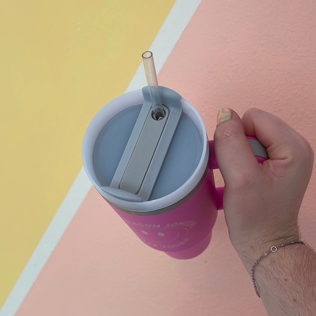 Be The Reason Someone Smiles Today! - Pink 40 oz Tumbler