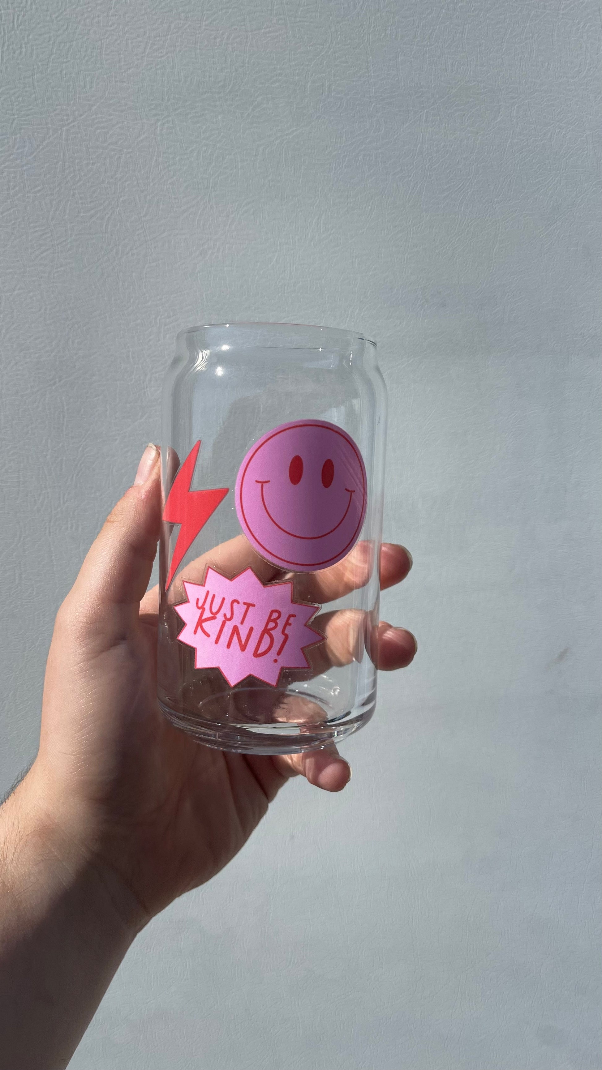 Happy Face Beer Glass Can,iced Coffee Glass Cup, Aesthetic Glass Beer Can,  Aesthetic Beer Can Glass Preppy Glass Cup 