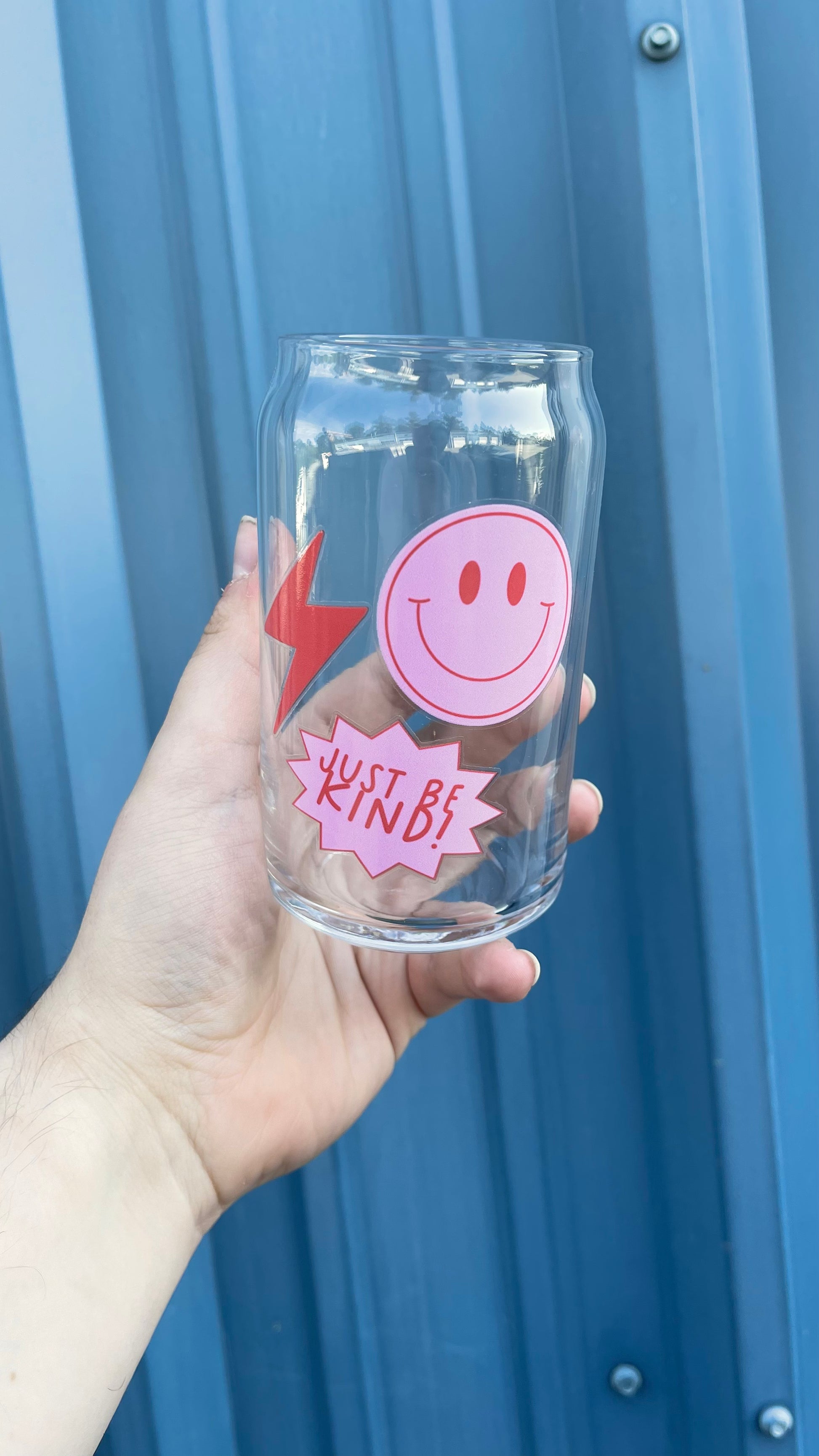 Just Be Kind! Preppy Doodles - Glass Mug - beer can glass - coffee cup